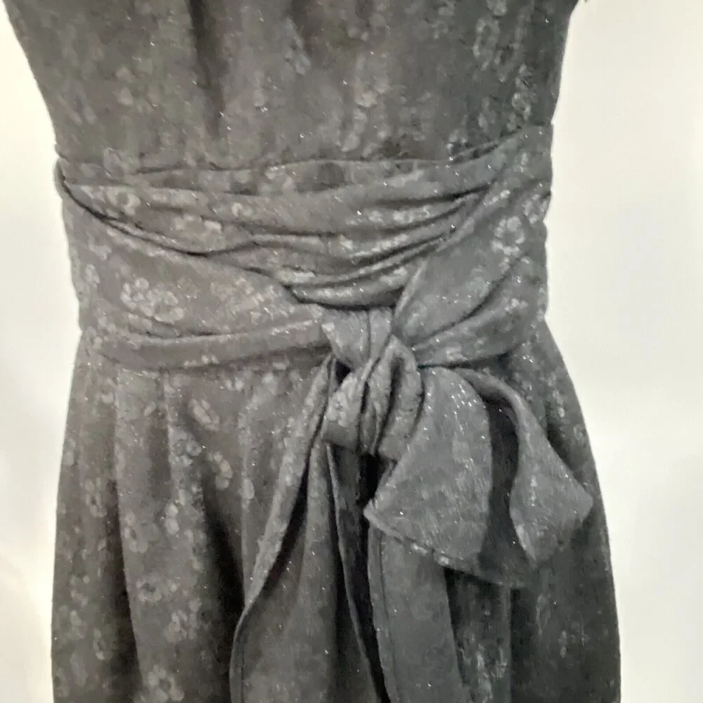 Evan Picone size 10 black brocade cocktail dress scoop neck sleeveless elegant